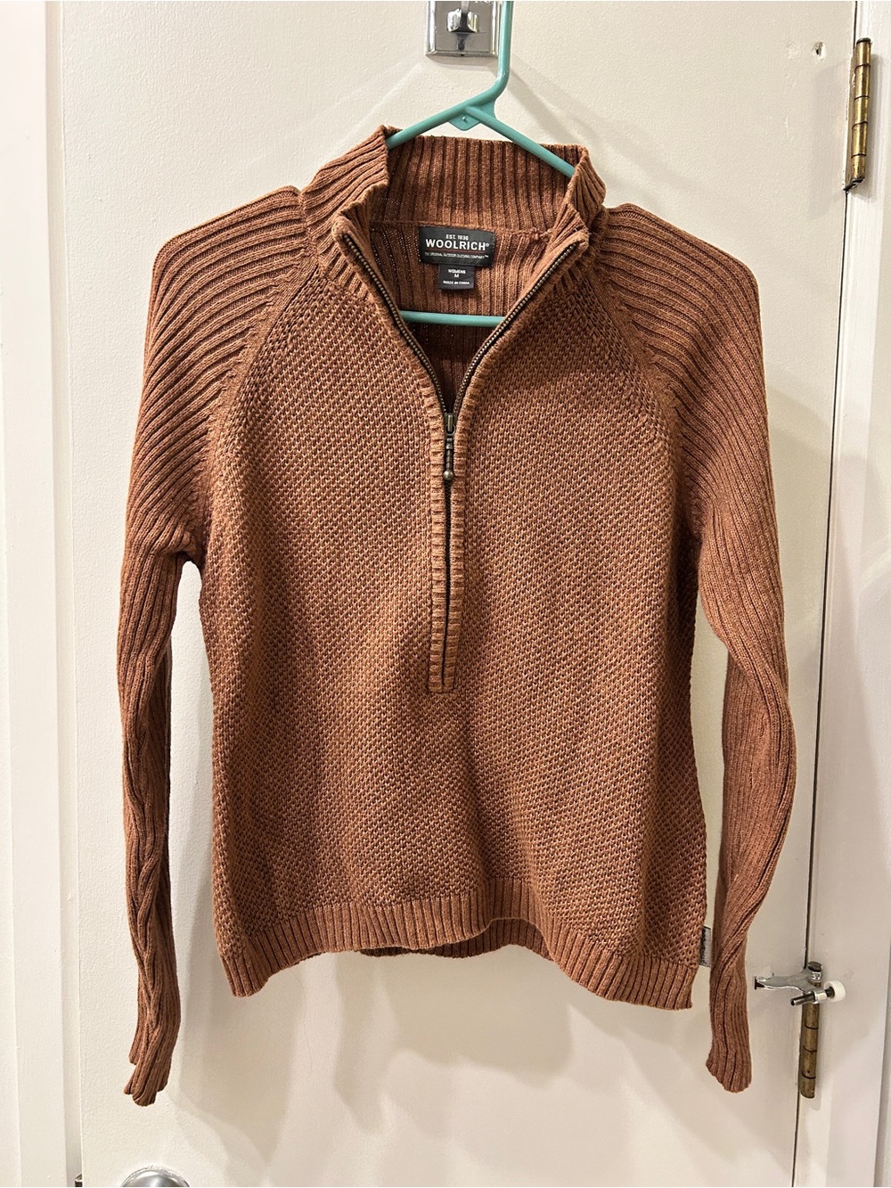 Woolrich Half-Zip Ribbed Knit Sweater in Clove